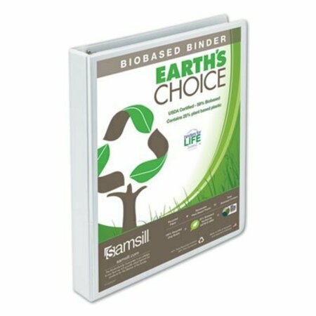 SAMSILL EARTH'S CHOICE BIODEGRADABLE ROUND RING VIEW BINDER, 1in CAPACITY, WHITE 18937